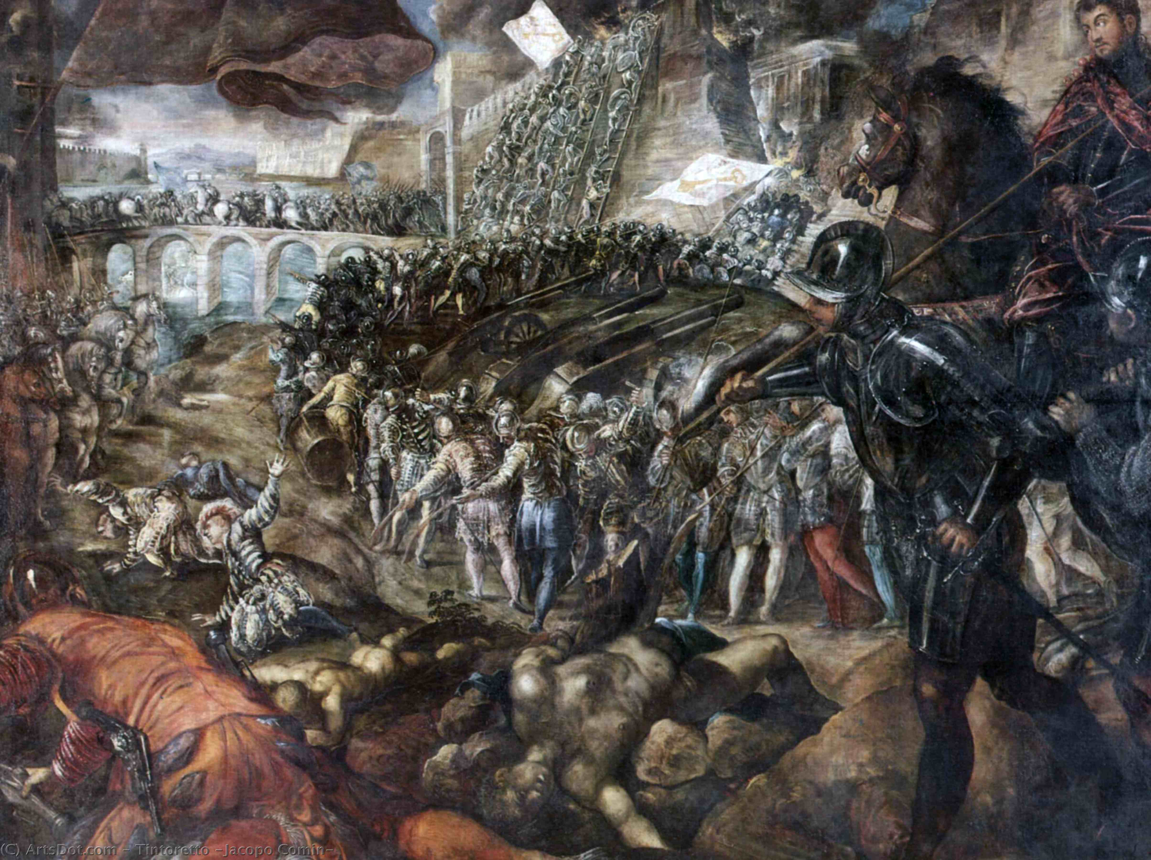Wikioo.org - The Encyclopedia of Fine Arts - Painting, Artwork by Tintoretto (Jacopo Comin) - Frederick II conquered Parma in 1521