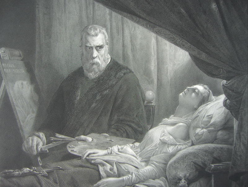 Wikioo.org - The Encyclopedia of Fine Arts - Painting, Artwork by Tintoretto (Jacopo Comin) - Tintoretto at the deathbed of his daughter