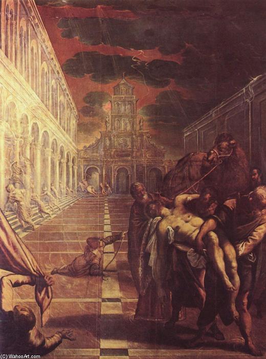 Wikoo.org - موسوعة الفنون الجميلة - اللوحة، العمل الفني Tintoretto (Jacopo Comin) - Recovery of the corpse of St. Mark