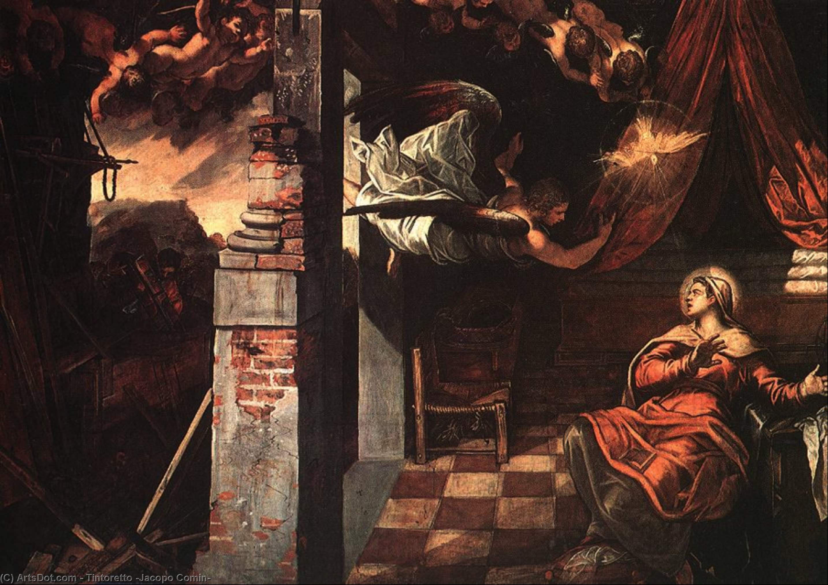 Wikioo.org - The Encyclopedia of Fine Arts - Painting, Artwork by Tintoretto (Jacopo Comin) - Annunciation