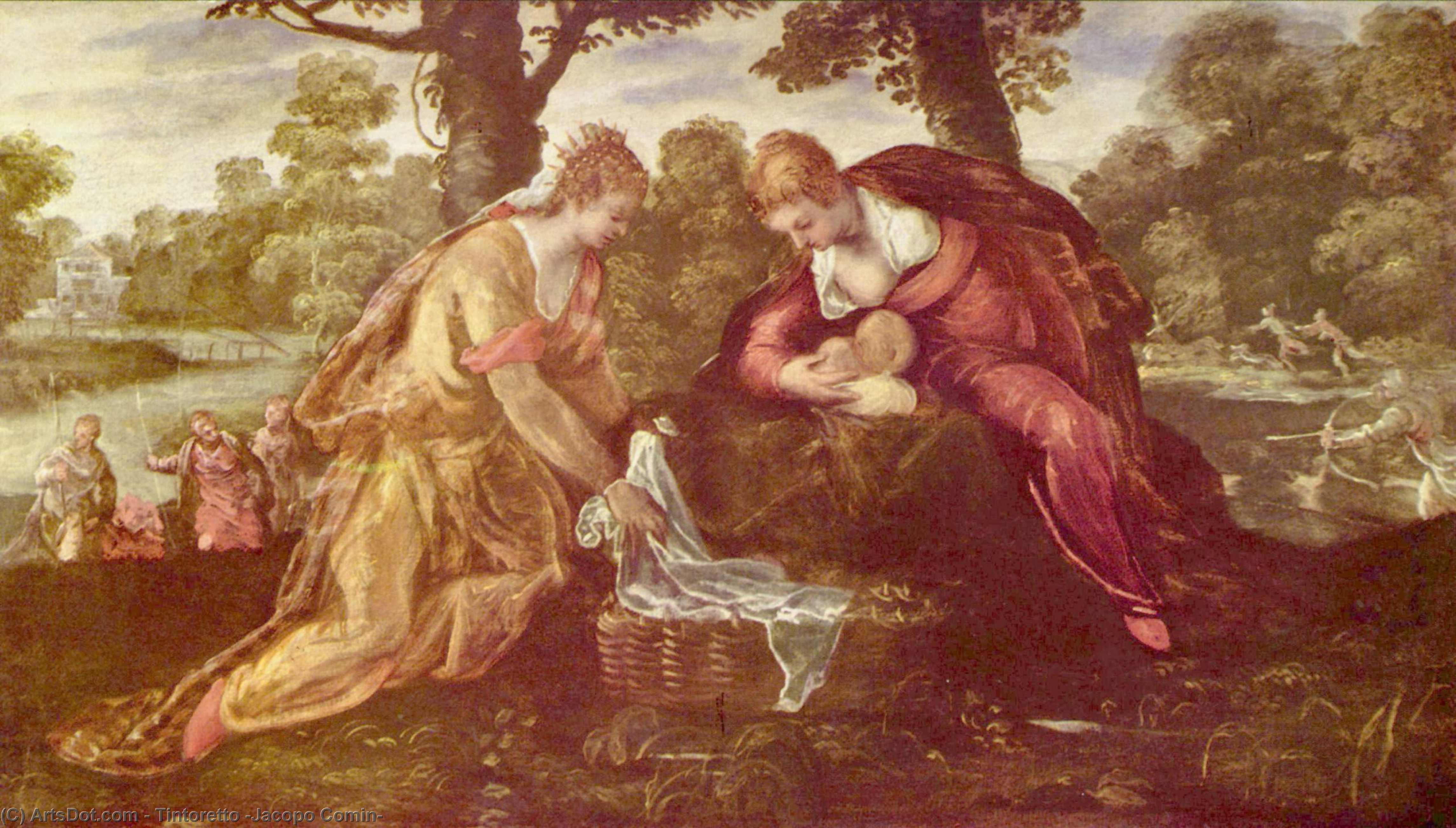 Wikioo.org – La Enciclopedia de las Bellas Artes - Pintura, Obras de arte de Tintoretto (Jacopo Comin) - Hallazgo de Moisés