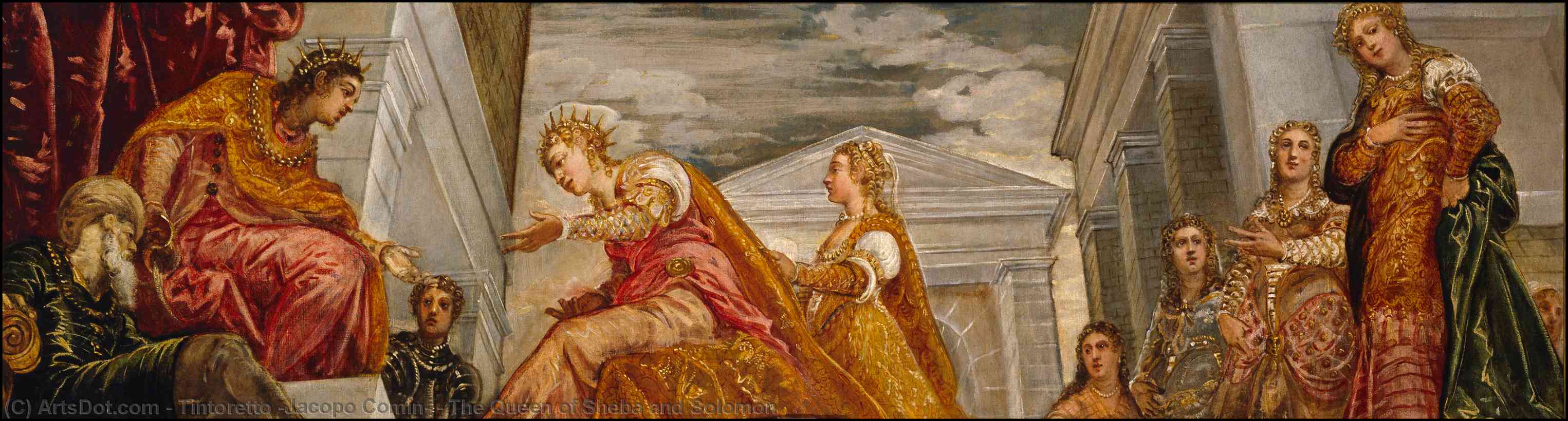 WikiOO.org - Enciclopedia of Fine Arts - Pictura, lucrări de artă Tintoretto (Jacopo Comin) - The Queen of Sheba and Solomon