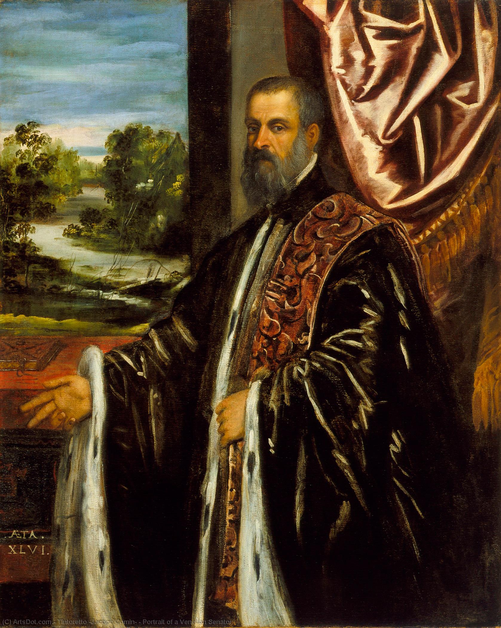 WikiOO.org - אנציקלופדיה לאמנויות יפות - ציור, יצירות אמנות Tintoretto (Jacopo Comin) - Portrait of a Venetian Senator