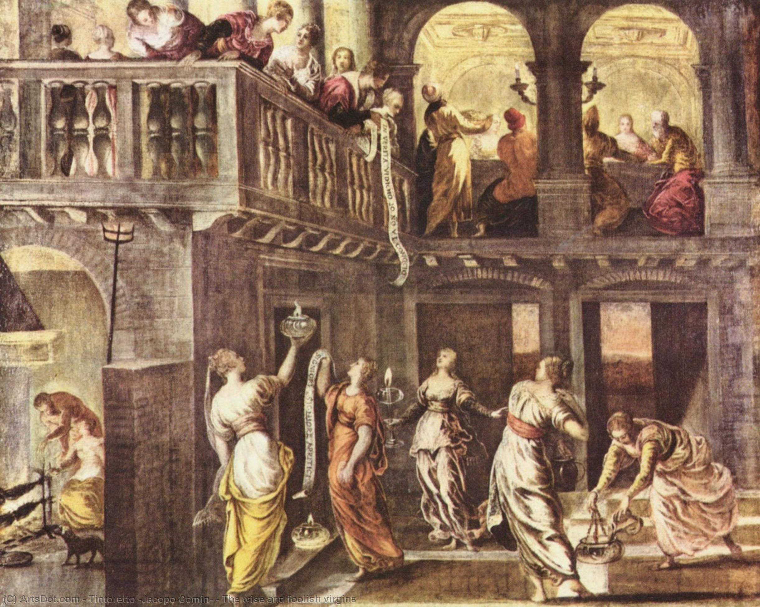 WikiOO.org - Güzel Sanatlar Ansiklopedisi - Resim, Resimler Tintoretto (Jacopo Comin) - The wise and foolish virgins