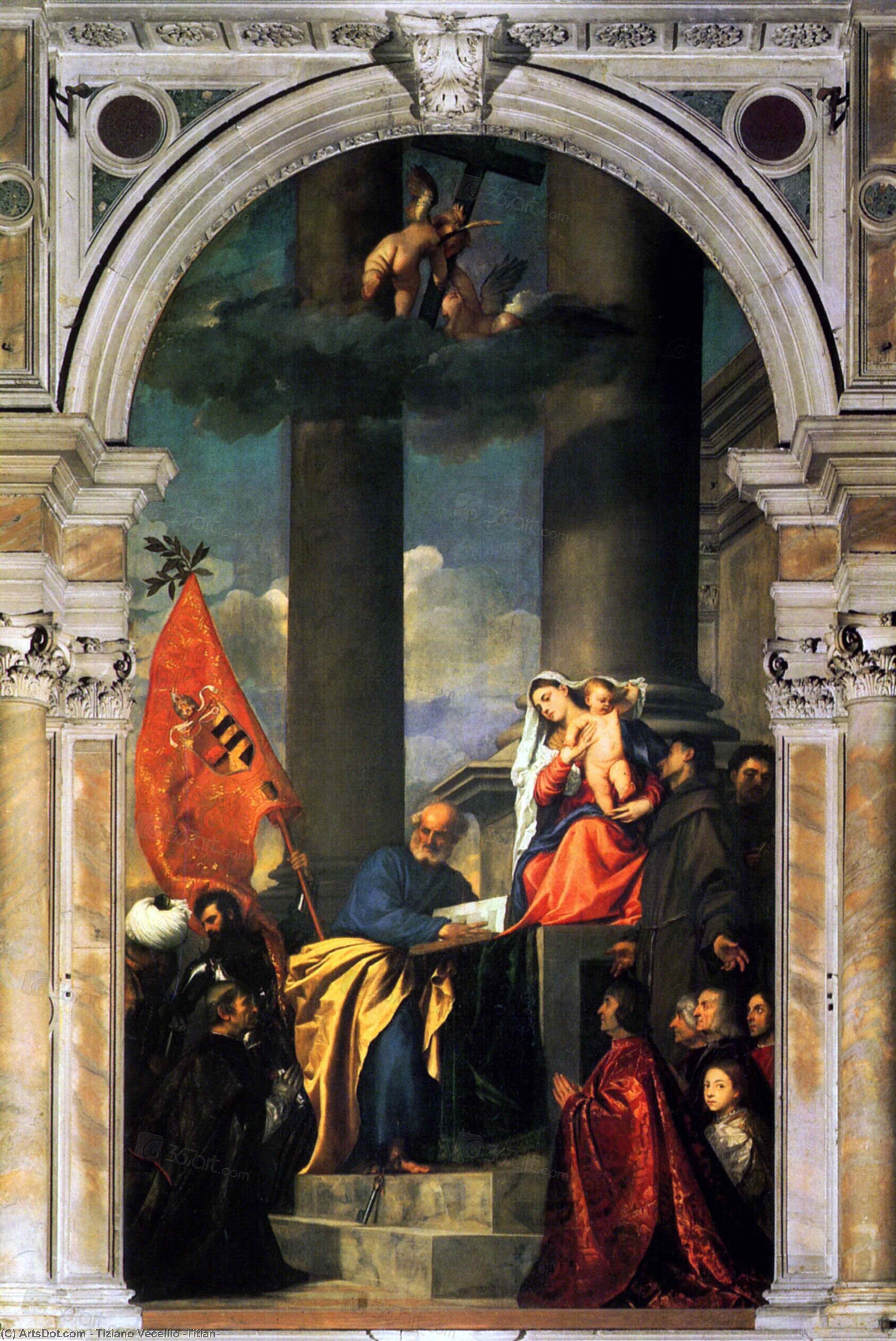 Wikoo.org - موسوعة الفنون الجميلة - اللوحة، العمل الفني Tiziano Vecellio (Titian) - Pesaros Madonna