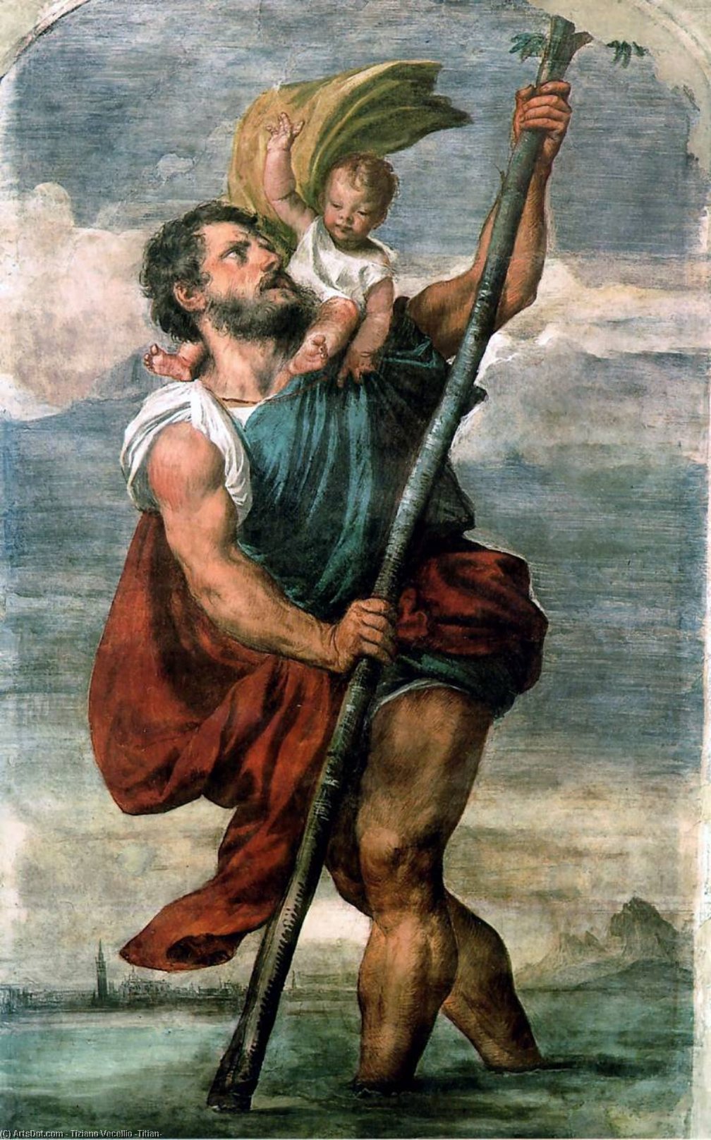 Wikioo.org - The Encyclopedia of Fine Arts - Painting, Artwork by Tiziano Vecellio (Titian) - Saint Christopher