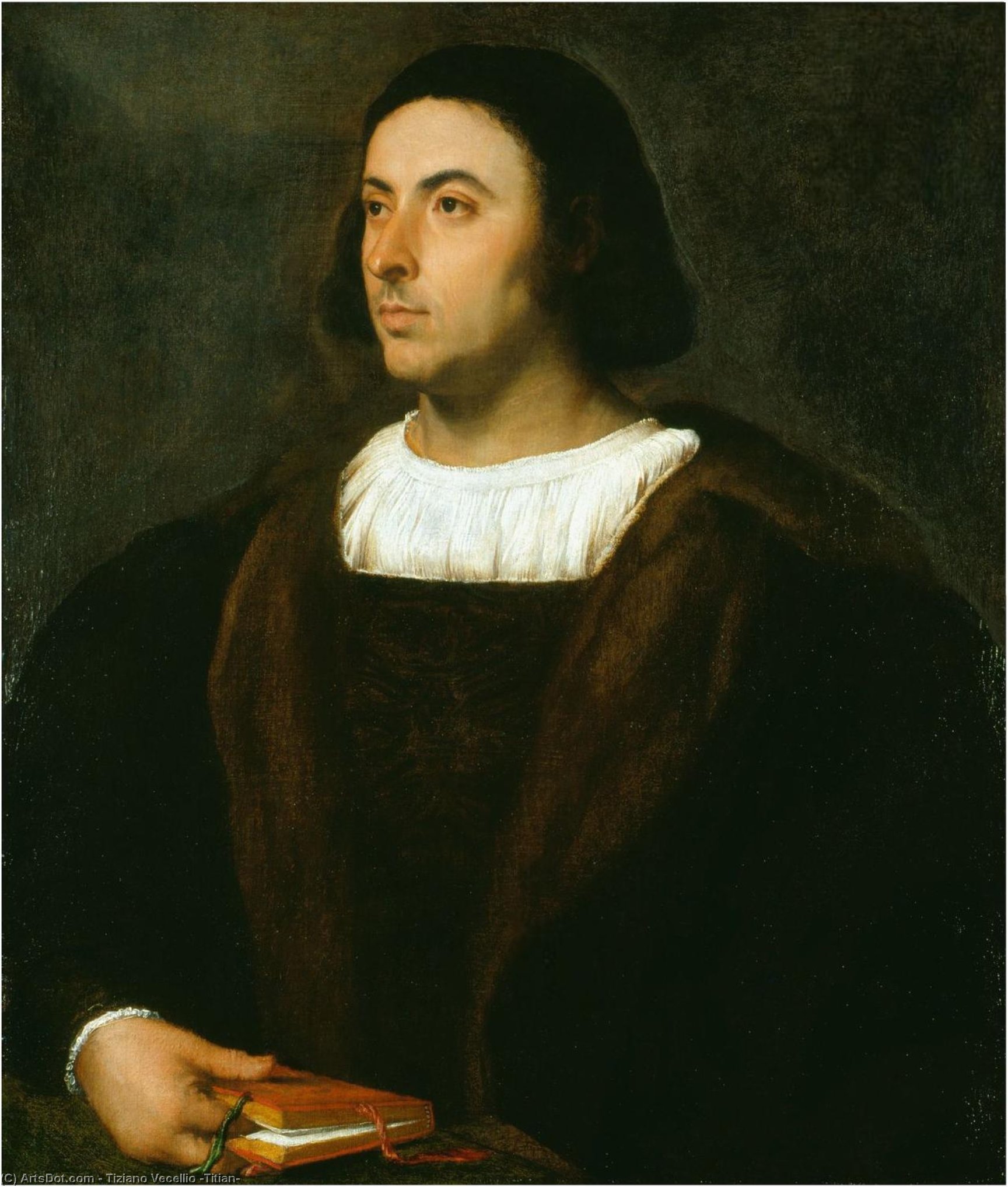 WikiOO.org - Enciclopédia das Belas Artes - Pintura, Arte por Tiziano Vecellio (Titian) - Portrait of Jacopo Sannazaro