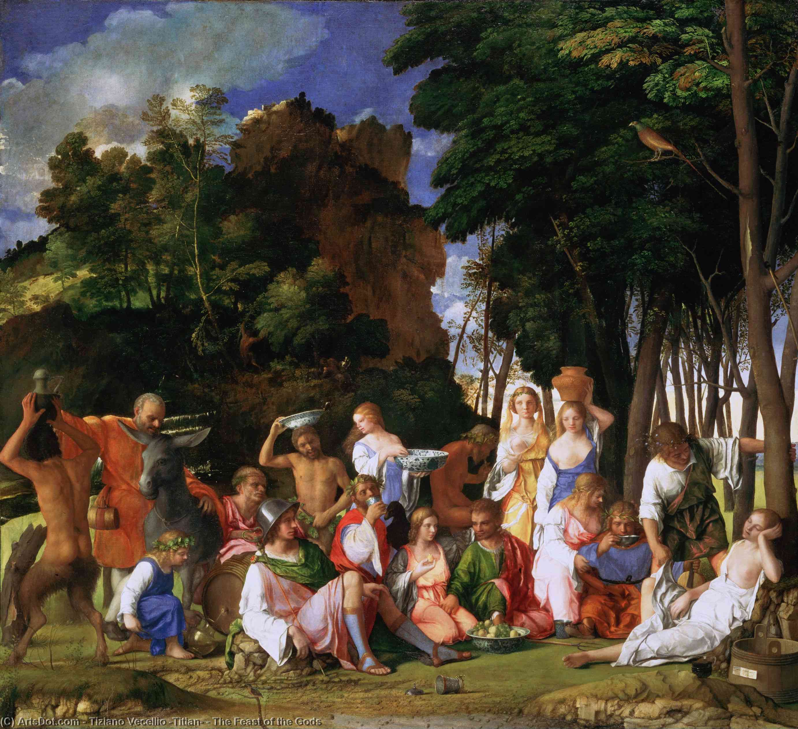 Wikoo.org - موسوعة الفنون الجميلة - اللوحة، العمل الفني Tiziano Vecellio (Titian) - The Feast of the Gods