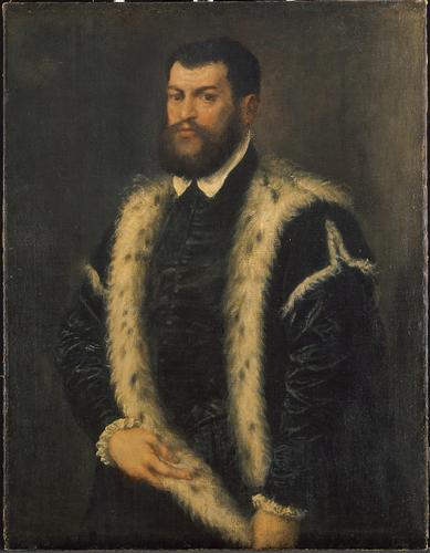 Wikioo.org – L'Encyclopédie des Beaux Arts - Peinture, Oeuvre de Tiziano Vecellio (Titian) - Portrait à of une man d'hermine manteau