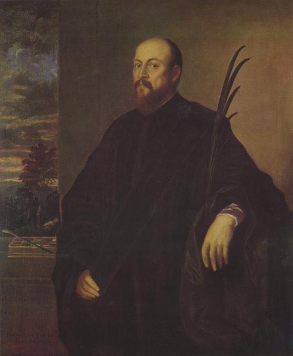 Wikioo.org - The Encyclopedia of Fine Arts - Painting, Artwork by Tiziano Vecellio (Titian) - Portrait of a painter with a palm tree