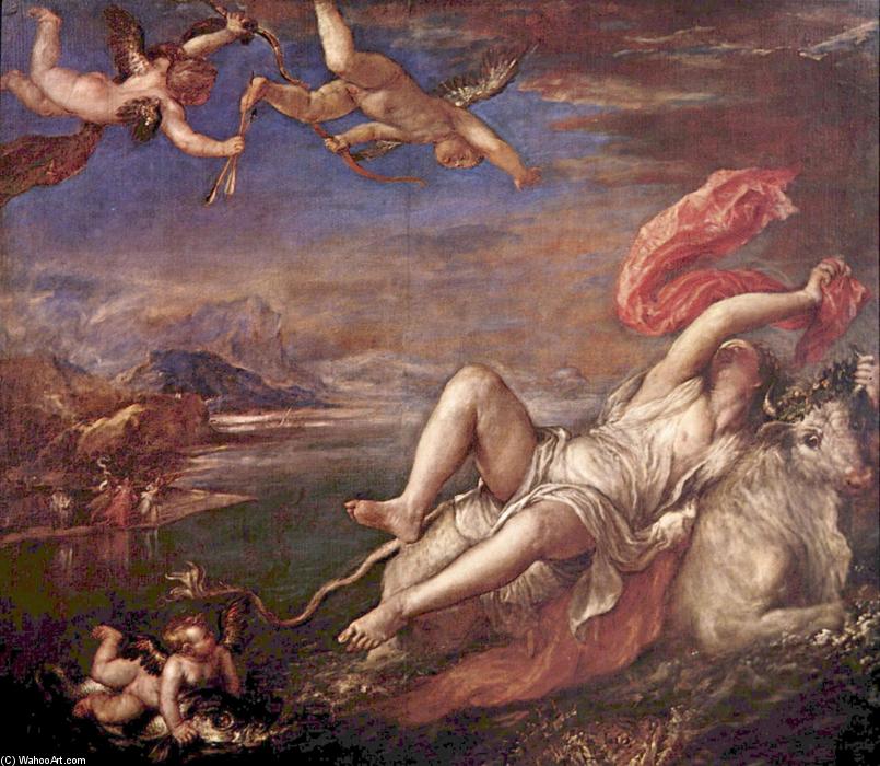 WikiOO.org - Encyclopedia of Fine Arts - Maľba, Artwork Tiziano Vecellio (Titian) - Rape of Europe