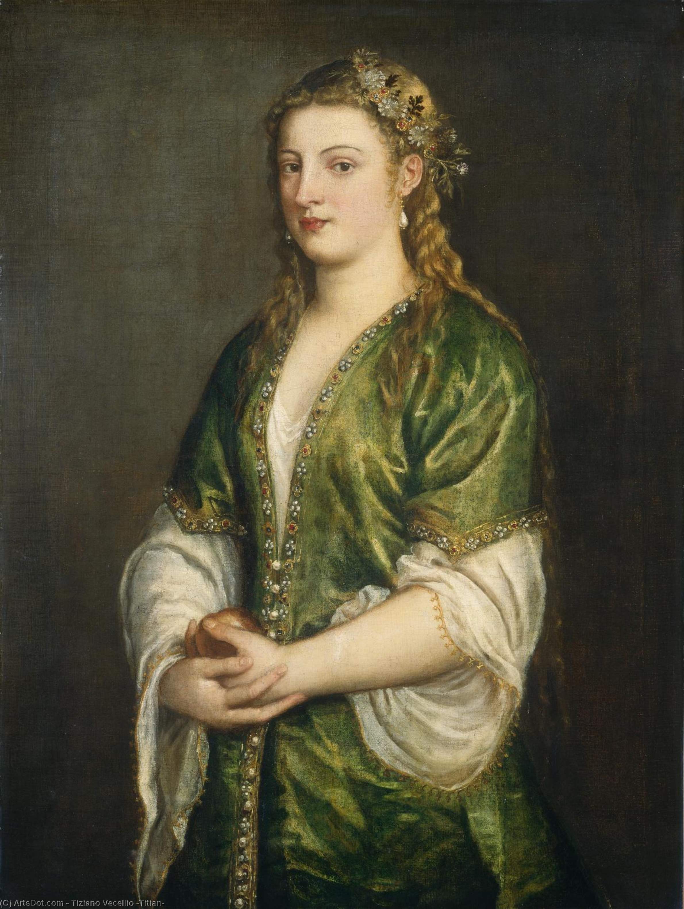 Wikioo.org - The Encyclopedia of Fine Arts - Painting, Artwork by Tiziano Vecellio (Titian) - Portrait of a Lady