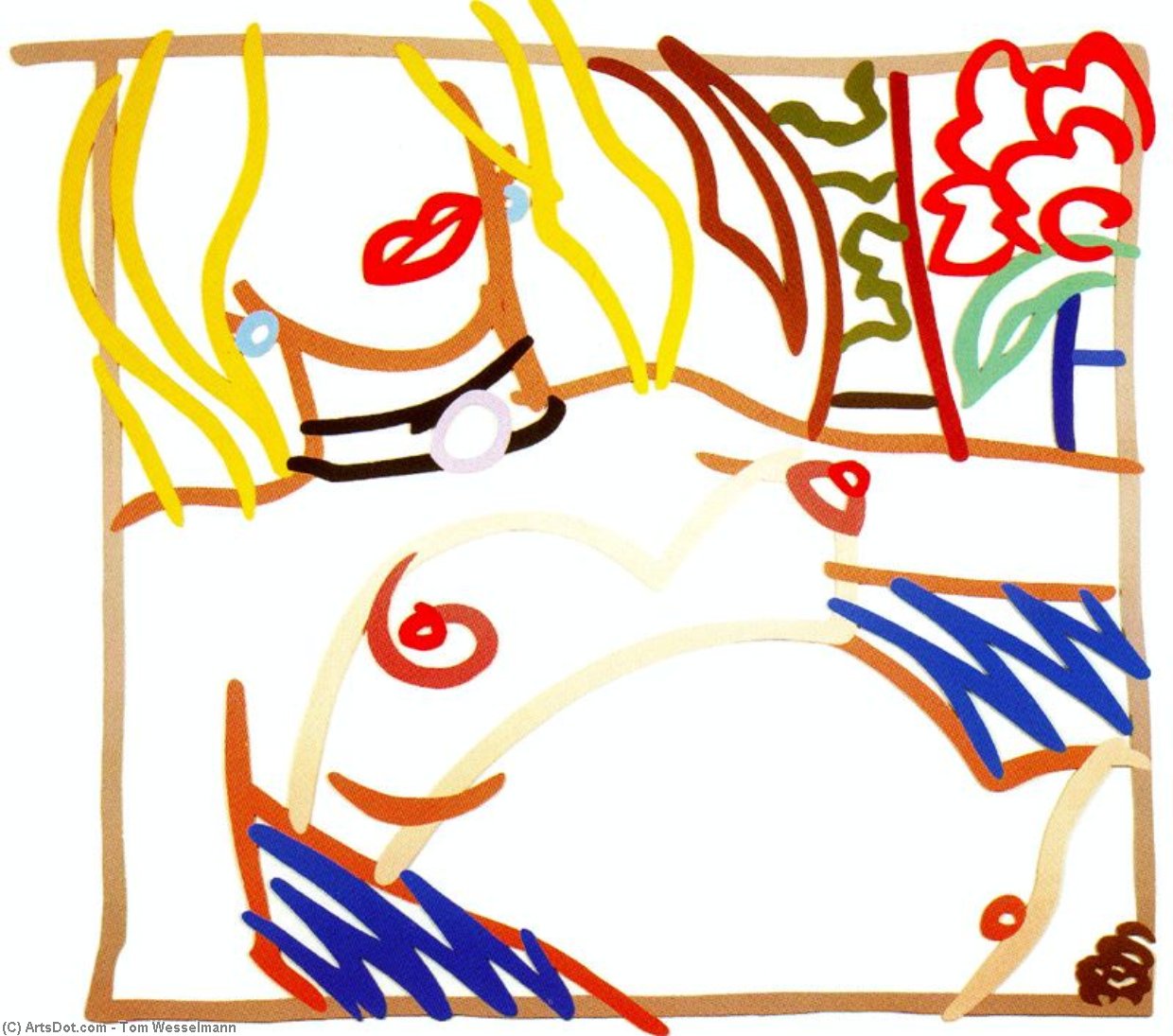 Wikioo.org - The Encyclopedia of Fine Arts - Painting, Artwork by Tom Wesselmann - Nude with black collar for bedroom