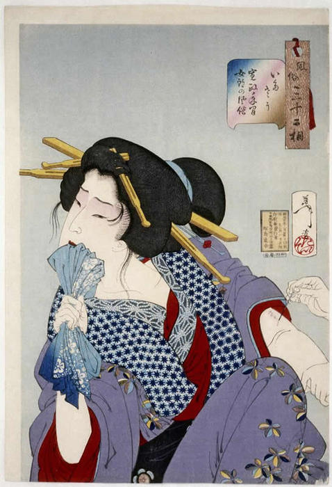 Wikioo.org - The Encyclopedia of Fine Arts - Painting, Artwork by Tsukioka Yoshitoshi - Lady Getting Tattooed 