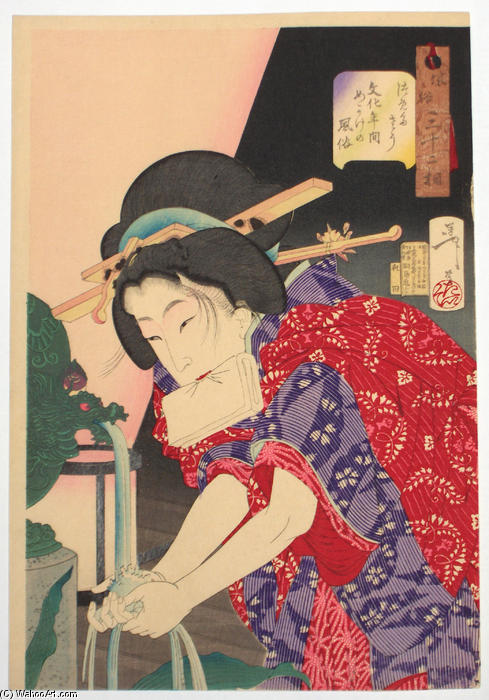 WikiOO.org - Енциклопедія образотворчого мистецтва - Живопис, Картини
 Tsukioka Yoshitoshi - The Appearance of a concubine of the Bunka Era
