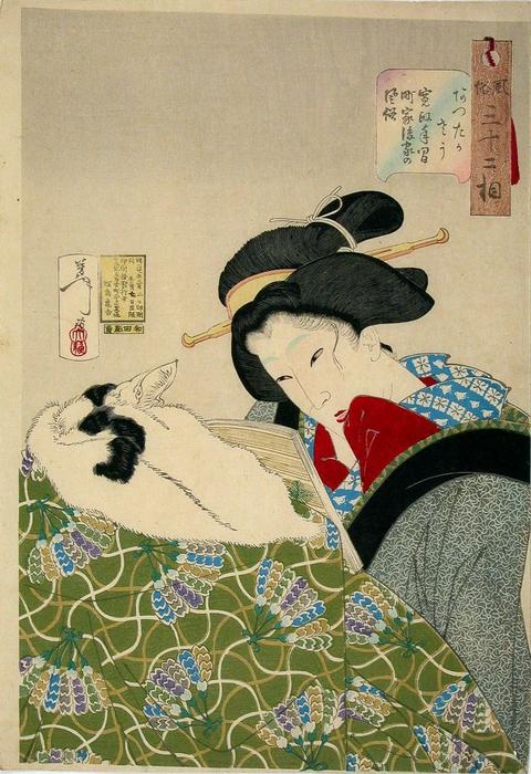 WikiOO.org - Encyclopedia of Fine Arts - Maľba, Artwork Tsukioka Yoshitoshi - The Appearance of an Urban Widow of the Kansei era