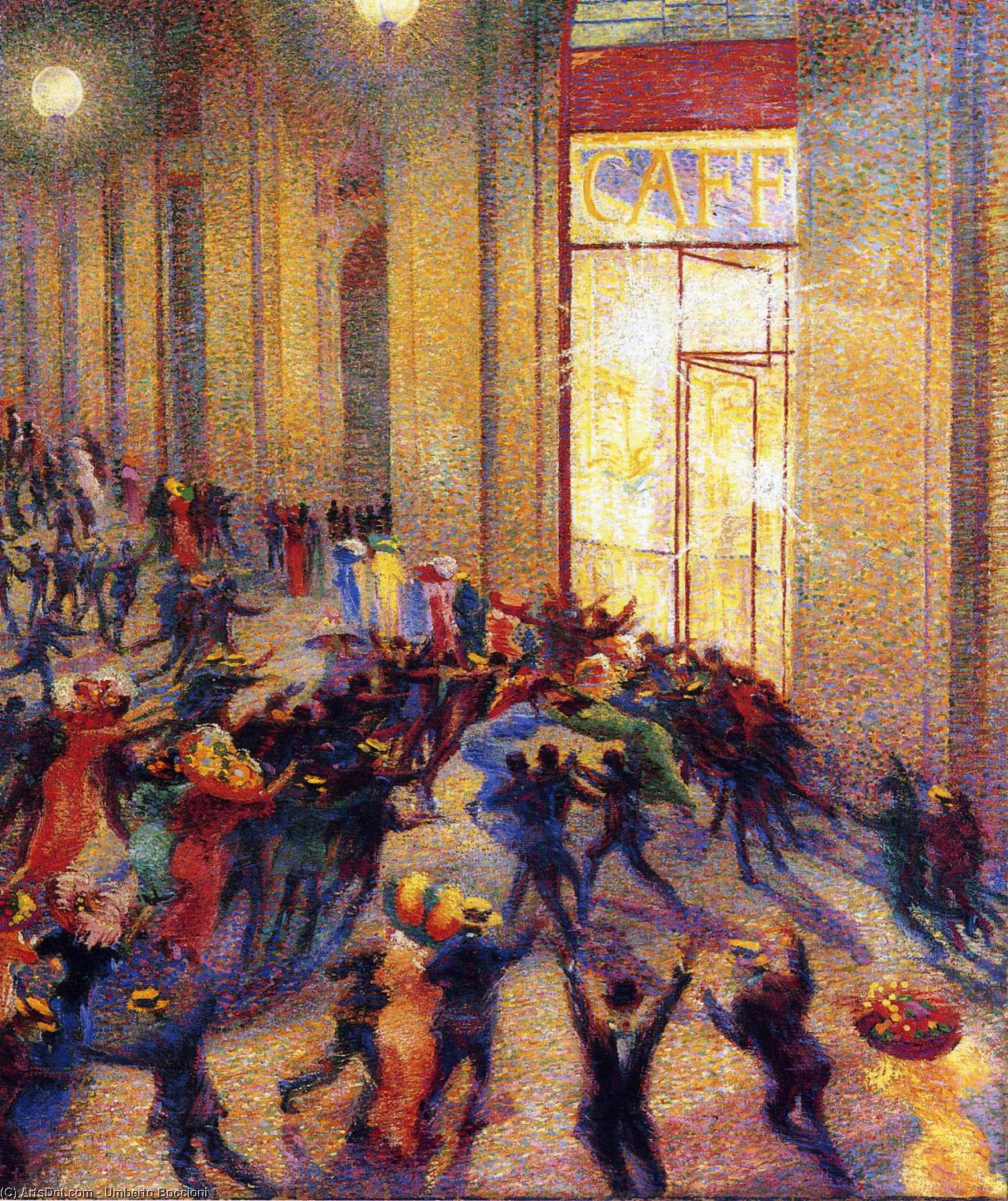 Wikioo.org - The Encyclopedia of Fine Arts - Painting, Artwork by Umberto Boccioni - Riot in the Galleria