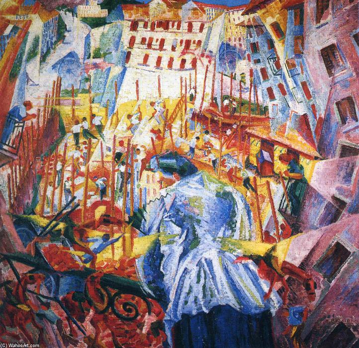 Wikioo.org - The Encyclopedia of Fine Arts - Painting, Artwork by Umberto Boccioni - The Street Enters the House