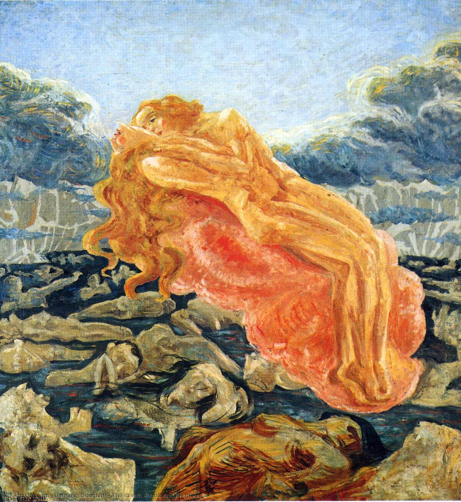 Wikioo.org - สารานุกรมวิจิตรศิลป์ - จิตรกรรม Umberto Boccioni - The dream (Paolo and Francesca)