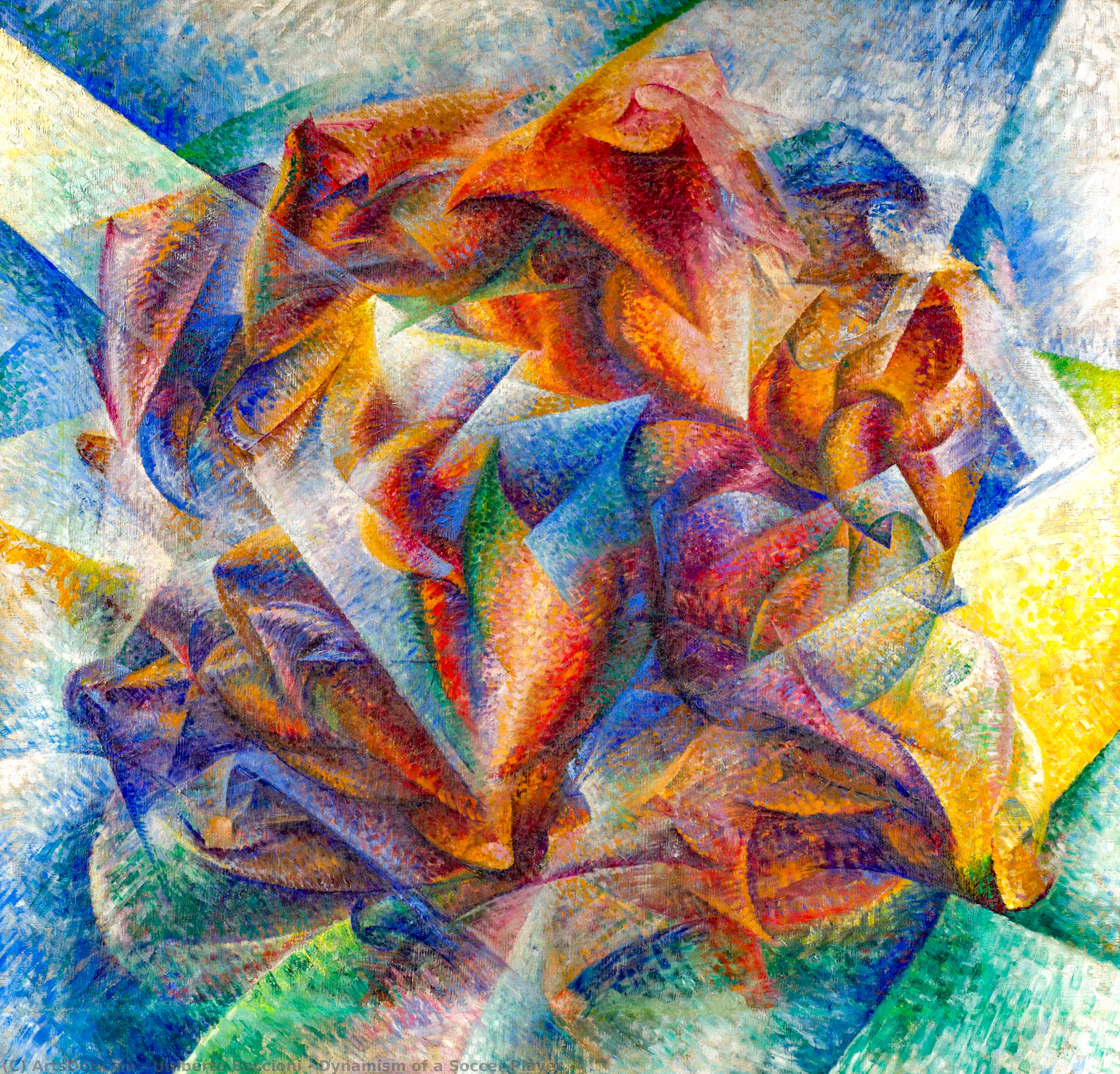 Wikioo.org - The Encyclopedia of Fine Arts - Painting, Artwork by Umberto Boccioni - Dynamism of a Soccer Player