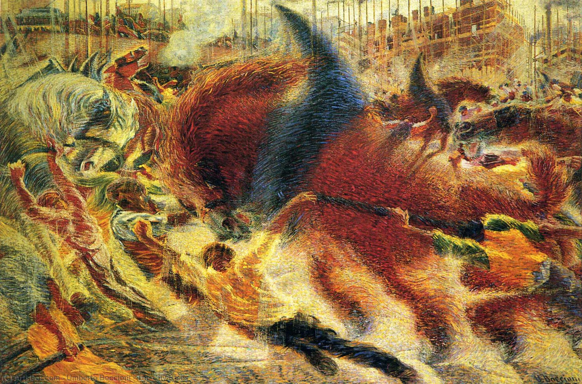 Wikioo.org - The Encyclopedia of Fine Arts - Painting, Artwork by Umberto Boccioni - The City Rises