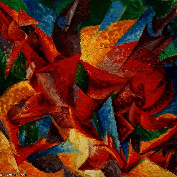 Wikoo.org - موسوعة الفنون الجميلة - اللوحة، العمل الفني Umberto Boccioni - Dimensional shapes of a horse