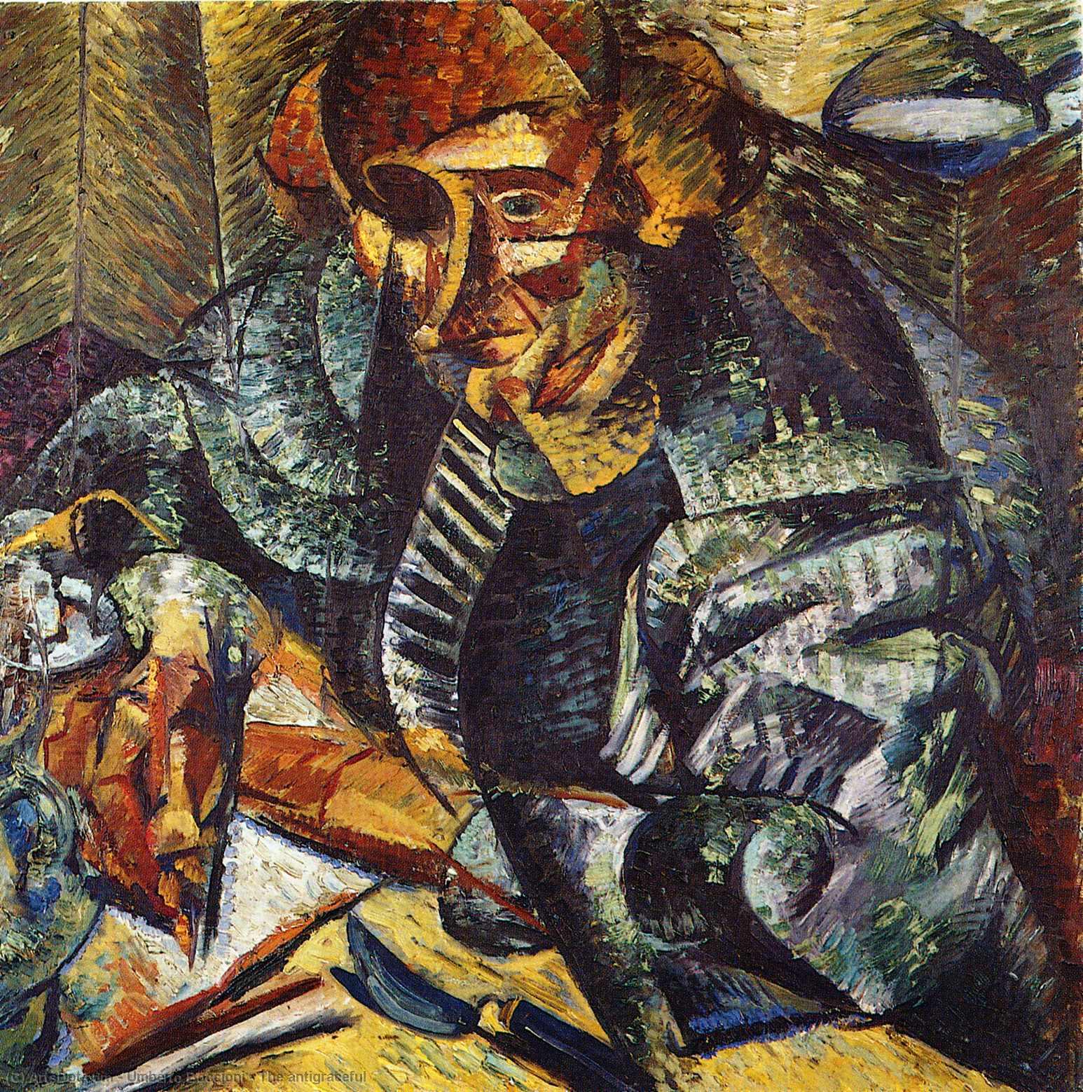 Wikioo.org - The Encyclopedia of Fine Arts - Painting, Artwork by Umberto Boccioni - The antigraceful