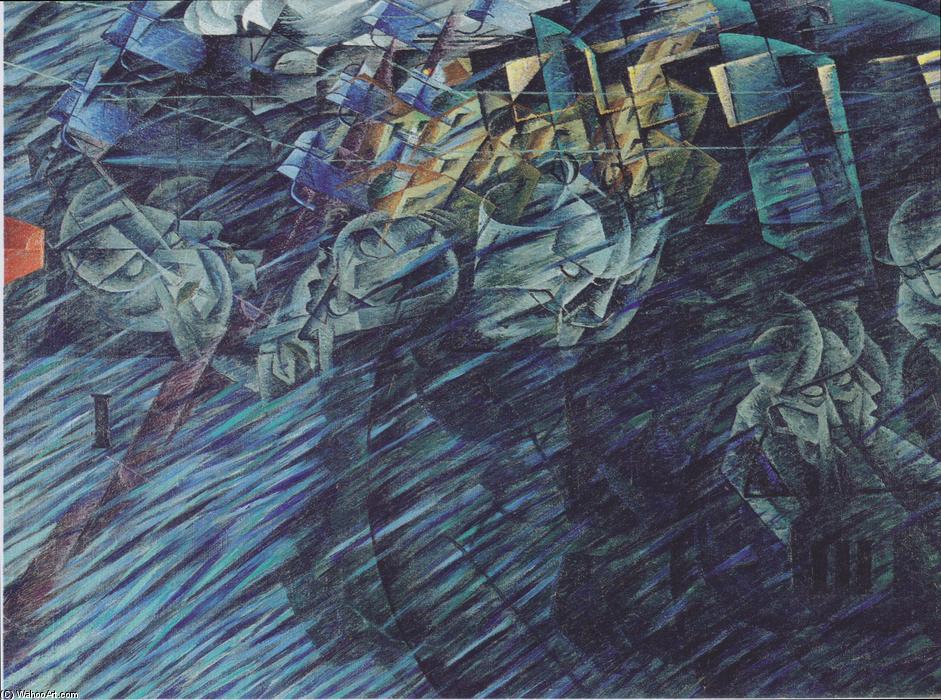 Wikoo.org - موسوعة الفنون الجميلة - اللوحة، العمل الفني Umberto Boccioni - States of Mind: Those Who Go