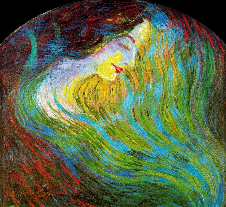 WikiOO.org - Enciclopedia of Fine Arts - Pictura, lucrări de artă Umberto Boccioni - Study of a Feminine Face