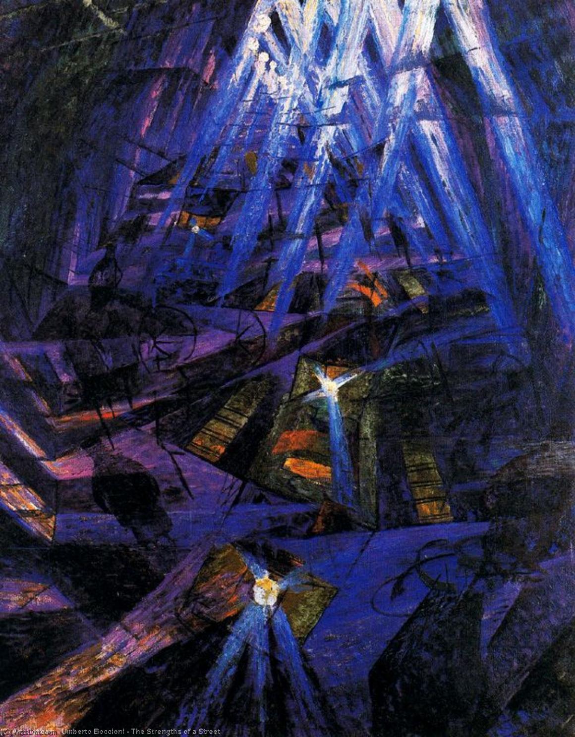 Wikioo.org - The Encyclopedia of Fine Arts - Painting, Artwork by Umberto Boccioni - The Strengths of a Street