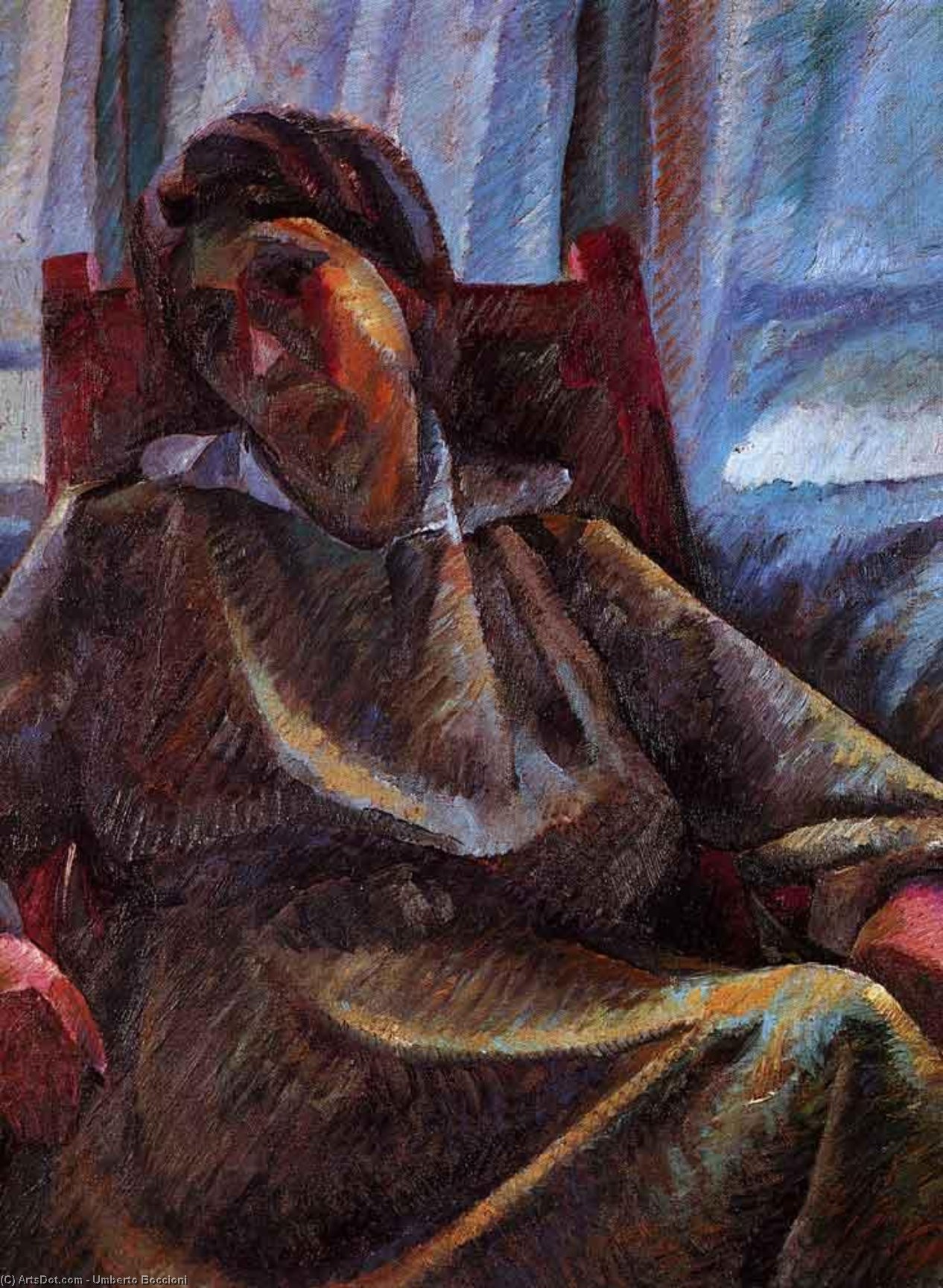 Wikioo.org – La Enciclopedia de las Bellas Artes - Pintura, Obras de arte de Umberto Boccioni - plástico síntesis  -   sentada  persona