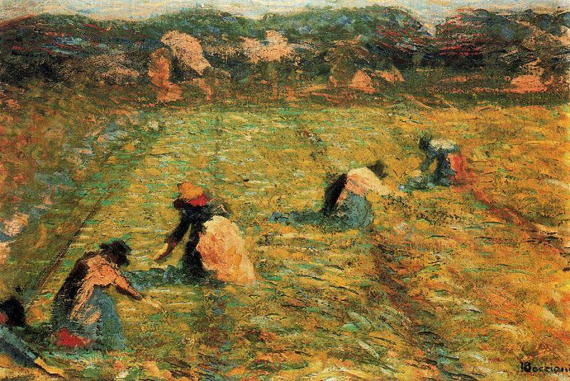 Wikioo.org - สารานุกรมวิจิตรศิลป์ - จิตรกรรม Umberto Boccioni - Farmers at work (Risaiole)