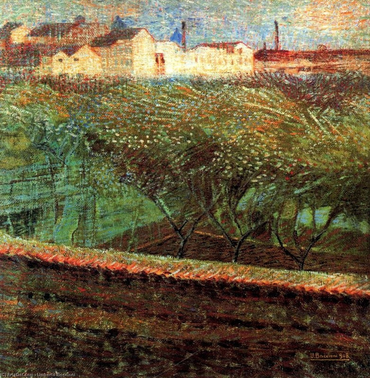 Wikioo.org - The Encyclopedia of Fine Arts - Painting, Artwork by Umberto Boccioni - April Evening