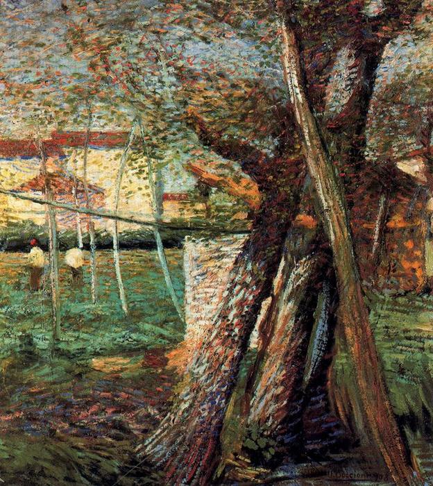 Wikoo.org - موسوعة الفنون الجميلة - اللوحة، العمل الفني Umberto Boccioni - Countryside with Trees