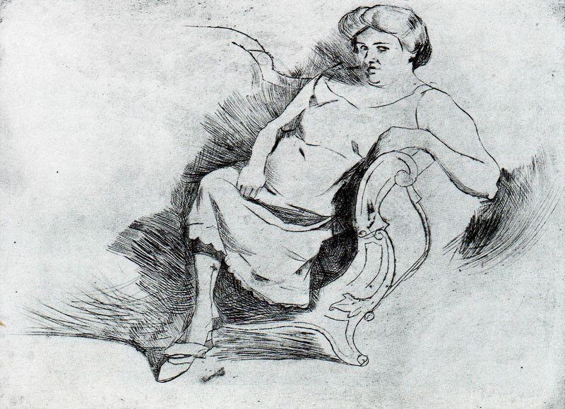 WikiOO.org - Encyclopedia of Fine Arts - Schilderen, Artwork Umberto Boccioni - Seated woman