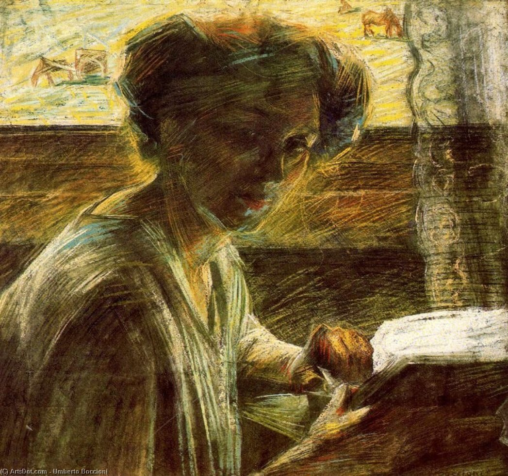 Wikioo.org – L'Enciclopedia delle Belle Arti - Pittura, Opere di Umberto Boccioni - Ritratto di una donna giovane