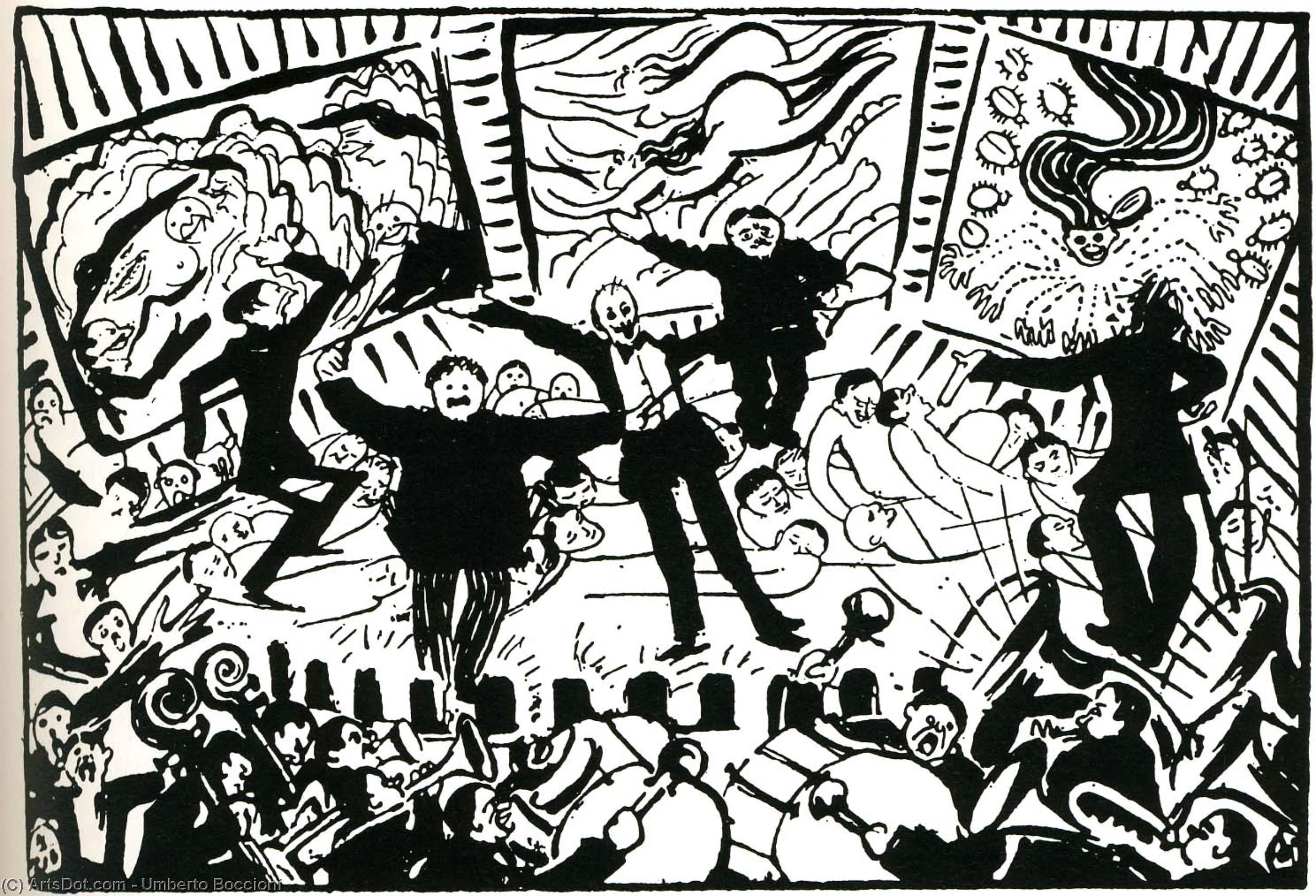 WikiOO.org - Енциклопедия за изящни изкуства - Живопис, Произведения на изкуството Umberto Boccioni - A Futurist Evening in Milan