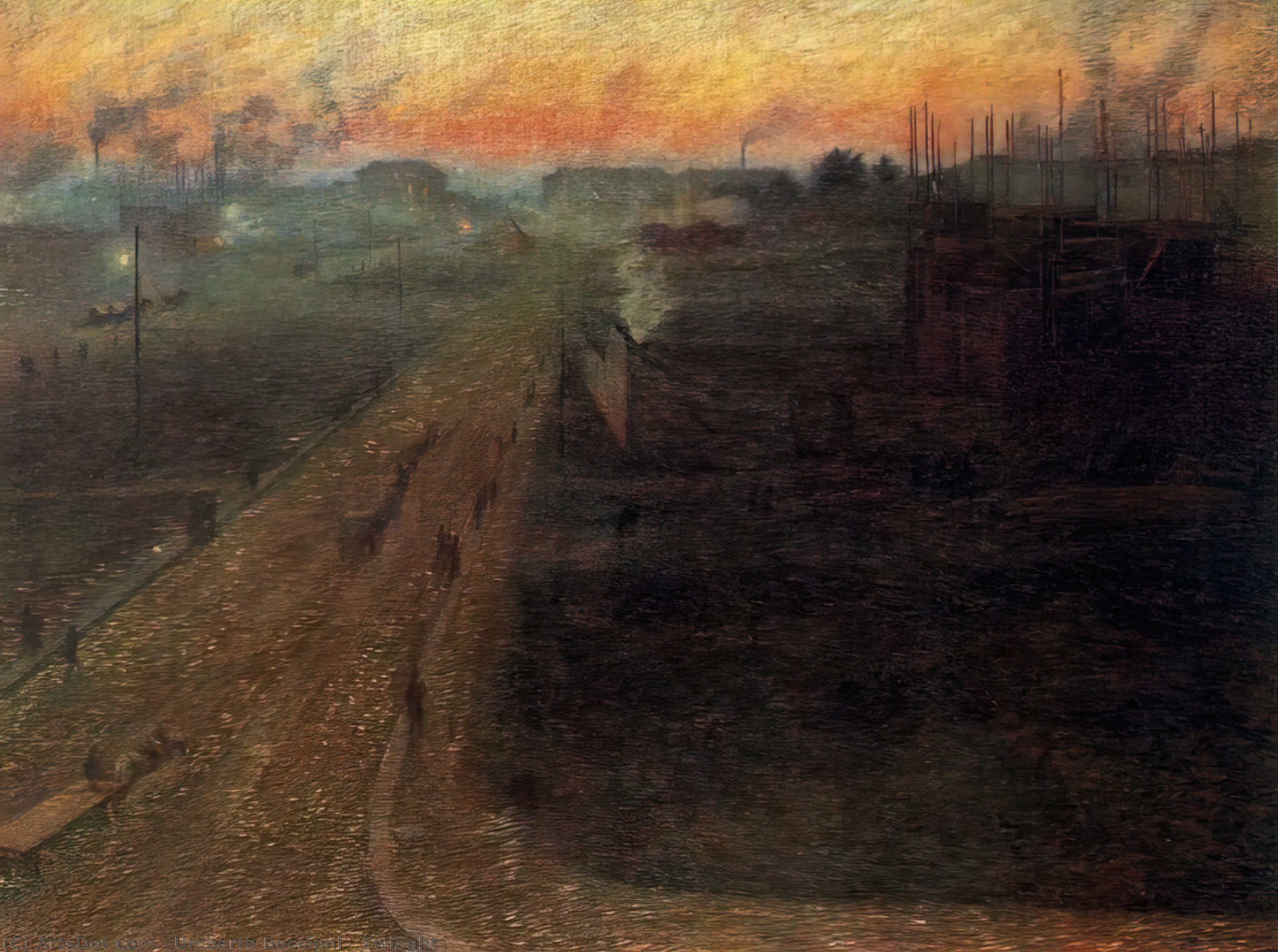 WikiOO.org - Encyclopedia of Fine Arts - Maleri, Artwork Umberto Boccioni - Twilight