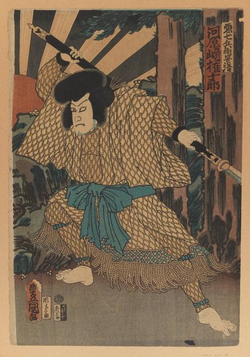 WikiOO.org - Encyclopedia of Fine Arts - Festés, Grafika Utagawa Kunisada - The Kabuki Actor Kawaharazaki Gonjuro as Kagekiyo