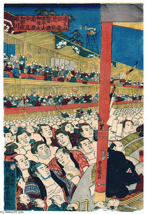 WikiOO.org - Encyclopedia of Fine Arts - Malba, Artwork Utagawa Kunisada - Sumo Spectators