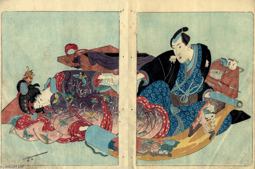WikiOO.org - Енциклопедия за изящни изкуства - Живопис, Произведения на изкуството Utagawa Kunisada - Four seasons: Spring, Summer, Autumn, Winter