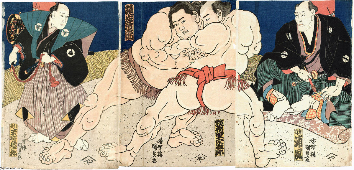 WikiOO.org - אנציקלופדיה לאמנויות יפות - ציור, יצירות אמנות Utagawa Kunisada - Sumo
