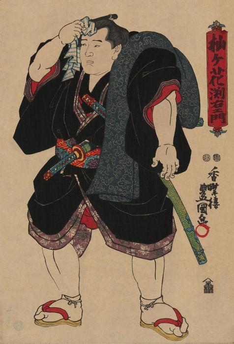 Wikoo.org - موسوعة الفنون الجميلة - اللوحة، العمل الفني Utagawa Kunisada - Sumo wrestler Somagahana Fuchiemon