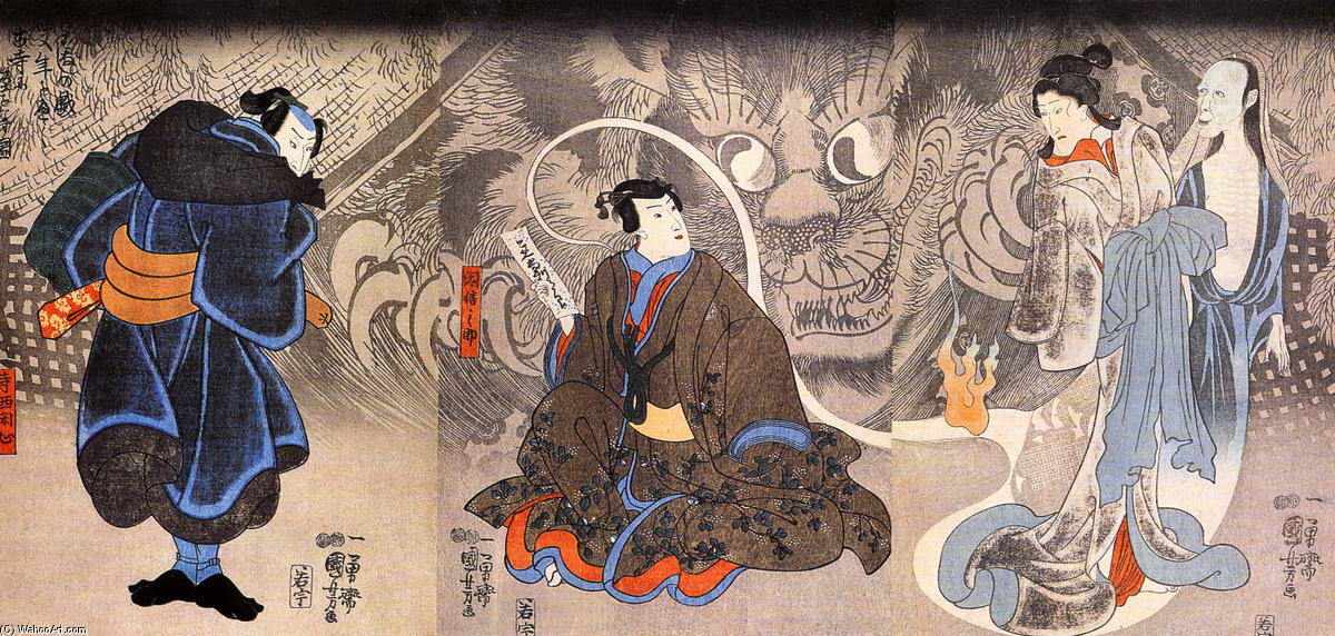 WikiOO.org - Енциклопедия за изящни изкуства - Живопис, Произведения на изкуството Utagawa Kuniyoshi - Apparition of the monstrous cat