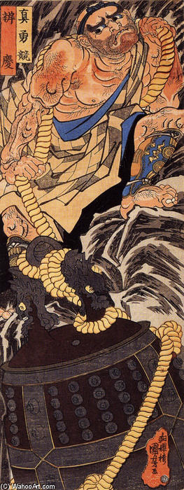 WikiOO.org - Енциклопедія образотворчого мистецтва - Живопис, Картини
 Utagawa Kuniyoshi - Benkei dragging the Miidera bell up a mountain