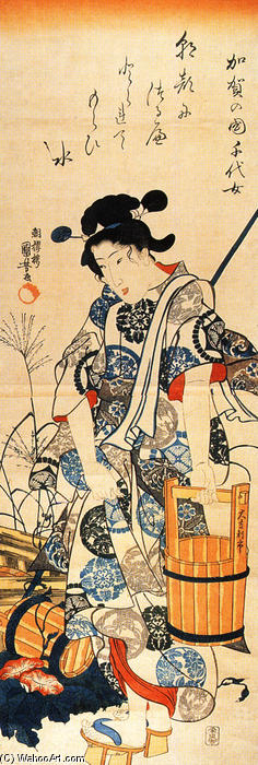 WikiOO.org - Енциклопедія образотворчого мистецтва - Живопис, Картини
 Utagawa Kuniyoshi - Caga no Chiyo standing beside a well