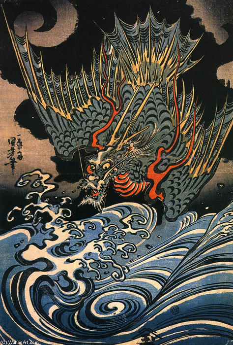 WikiOO.org - Encyclopedia of Fine Arts - Festés, Grafika Utagawa Kuniyoshi - Dragon