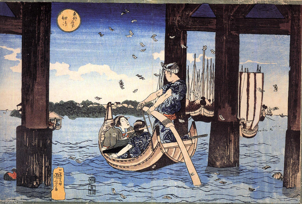 WikiOO.org - Енциклопедія образотворчого мистецтва - Живопис, Картини
 Utagawa Kuniyoshi - Ferryman