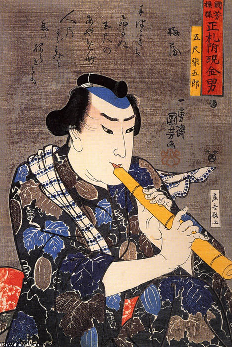 Wikioo.org - สารานุกรมวิจิตรศิลป์ - จิตรกรรม Utagawa Kuniyoshi - Half-legth portrait of Goshaku Somegoro