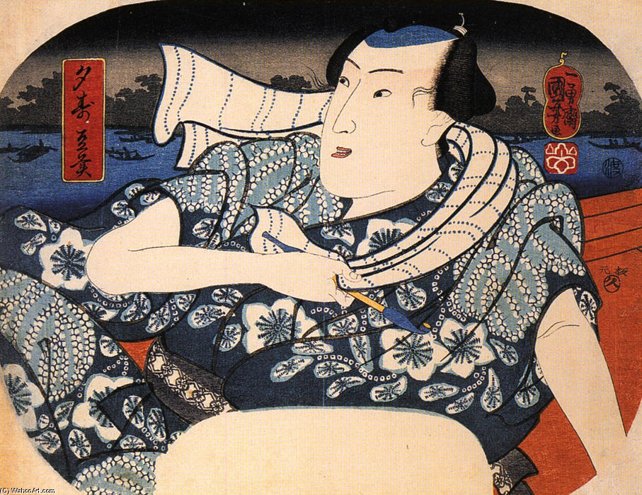 WikiOO.org - Енциклопедия за изящни изкуства - Живопис, Произведения на изкуството Utagawa Kuniyoshi - Man on a boat